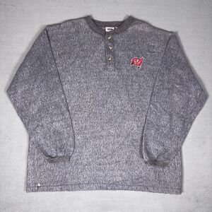 Vintage 90s Tampa Bay Buccaneers Henley Sweatshirt The Edge NFL Gray Mens XL